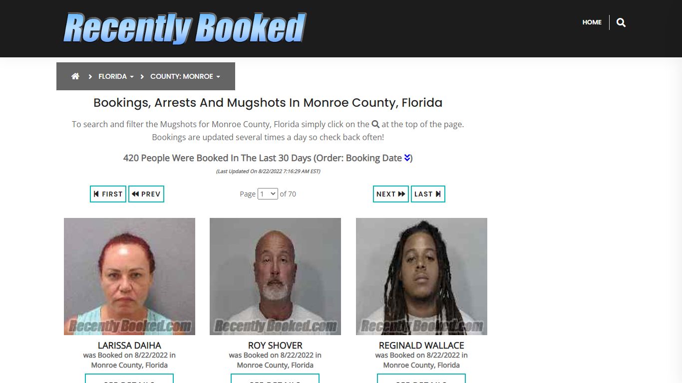 Recent bookings, Arrests, Mugshots in Monroe County, Florida